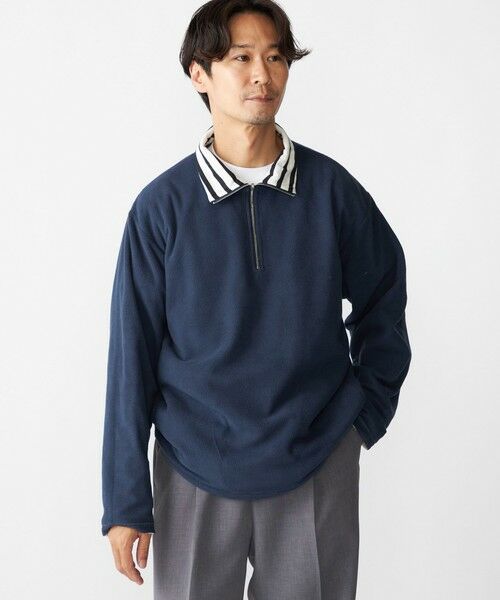 SHIPS / シップス Tシャツ | SHIPS: リバーシブル ボーダー フリース ハーフジップ プルオーバー | 詳細4