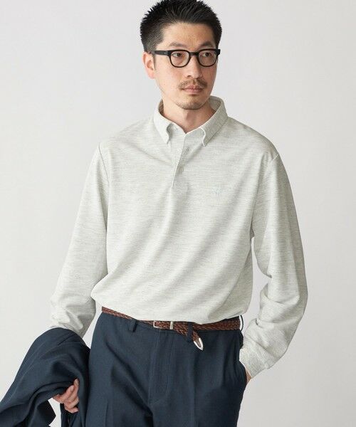 SHIPS / シップス ポロシャツ | 【WEB限定】SHIPS: 吸水速乾・UVケア Drymix(R)ワンポイントロゴ ボタンダウン 長袖ポロシャツ(ライトグレー)