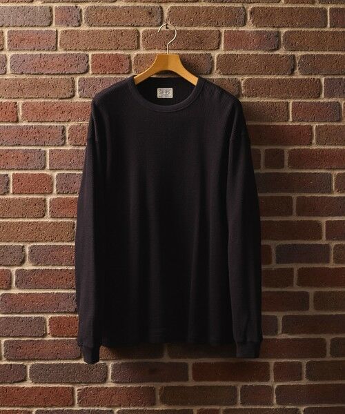 SHIPS / シップス Tシャツ | SHIPS: AUTHENTIC ベーシック ワッフル ロングスリーブ Tシャツ(ブラック)