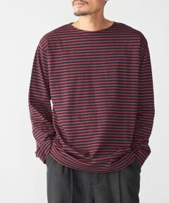 SHIPS / シップス Tシャツ | 【WEB限定】SHIPS: バスク ボーダー ボートネック ワンポイントワッペン ロングスリーブ Tシャツ