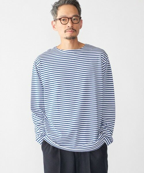 SHIPS / シップス Tシャツ | 【WEB限定】SHIPS: バスク ボーダー ボートネック ワンポイントワッペン ロングスリーブ Tシャツ | 詳細24