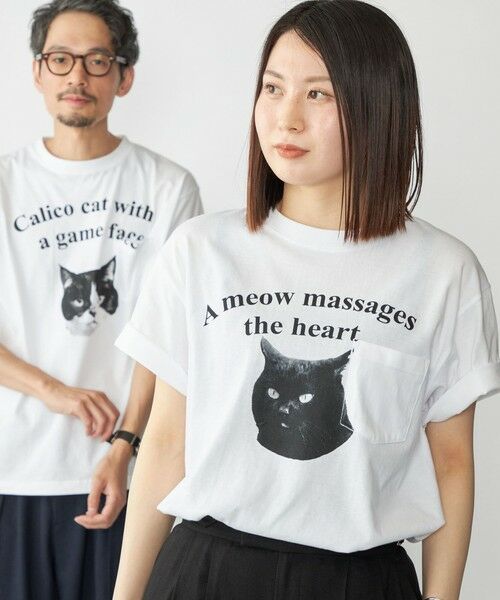 SHIPS / シップス Tシャツ | 【WEB限定/SHIPS別注】Regency Works: キャット ポケット Tシャツ(ホワイト)