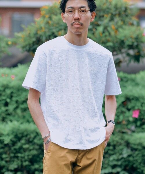 SHIPS / シップス Tシャツ | SHIPS: リンクス ジャカード リーフ柄 Tシャツ | 詳細1