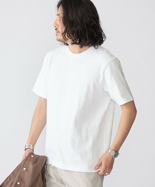 SHIPS / シップス Tシャツ | SHIPS: リンクス ジャカード リーフ柄 Tシャツ | 詳細10