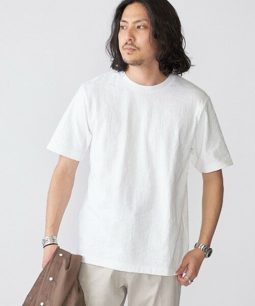 SHIPS / シップス Tシャツ | SHIPS: リンクス ジャカード リーフ柄 Tシャツ | 詳細14