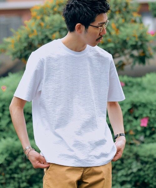 SHIPS / シップス Tシャツ | SHIPS: リンクス ジャカード リーフ柄 Tシャツ | 詳細2