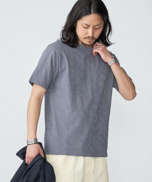 SHIPS / シップス Tシャツ | SHIPS: リンクス ジャカード リーフ柄 Tシャツ | 詳細23