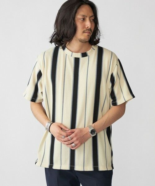 SHIPS / シップス Tシャツ | 【WEB限定】SHIPS:〈吸水速乾〉ワンポイント ロゴ リップル ストライプ Tシャツ | 詳細2