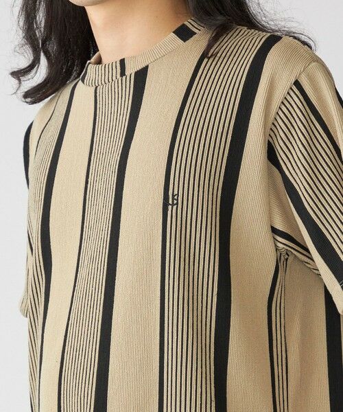 SHIPS / シップス Tシャツ | 【WEB限定】SHIPS:〈吸水速乾〉ワンポイント ロゴ リップル ストライプ Tシャツ(キャメル)