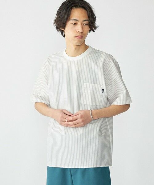 SHIPS / シップス Tシャツ | SHIPS: COOLMAX(R) シアサッカー Tシャツ(ライトグレー)