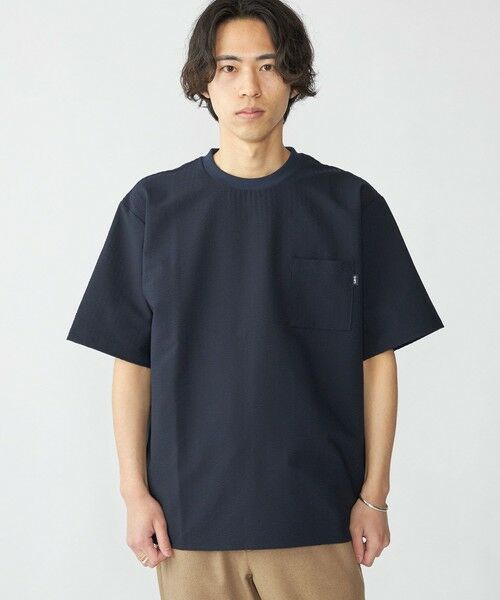 SHIPS / シップス Tシャツ | SHIPS: COOLMAX(R) シアサッカー Tシャツ(ネイビー)