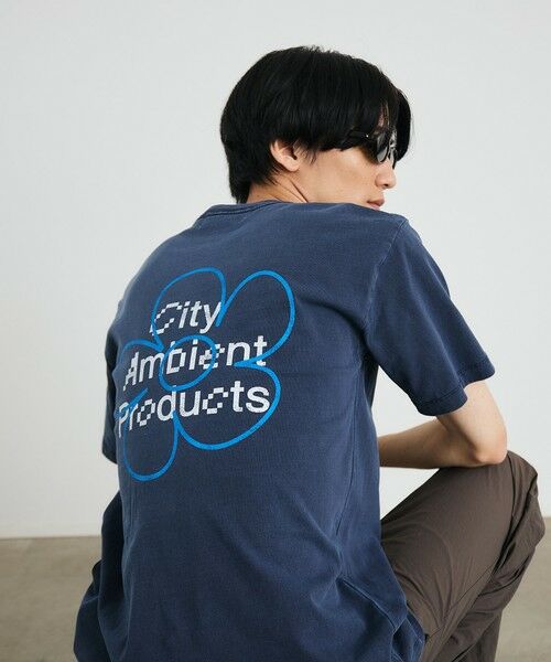 SHIPS / シップス Tシャツ | City Ambient Products: フラワー プリント フェード ピグメント Tシャツ(ネイビー)