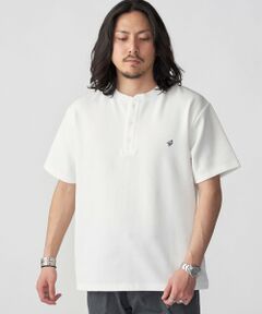 SHIPS / シップス Tシャツ | 【WEB限定】SHIPS: ワンポイント ロゴ バーズアイ ヘンリーネック Tシャツ 24SS