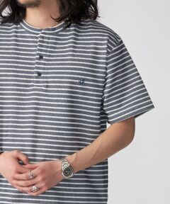 SHIPS / シップス Tシャツ | 【WEB限定】SHIPS: ワンポイント ロゴ バーズアイ ヘンリーネック Tシャツ 24SS