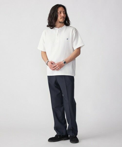 SHIPS / シップス Tシャツ | 【WEB限定】SHIPS: ワンポイント ロゴ バーズアイ ヘンリーネック Tシャツ 24SS | 詳細1