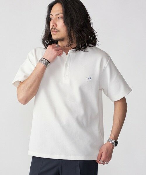 SHIPS / シップス Tシャツ | 【WEB限定】SHIPS: ワンポイント ロゴ バーズアイ ヘンリーネック Tシャツ 24SS | 詳細3