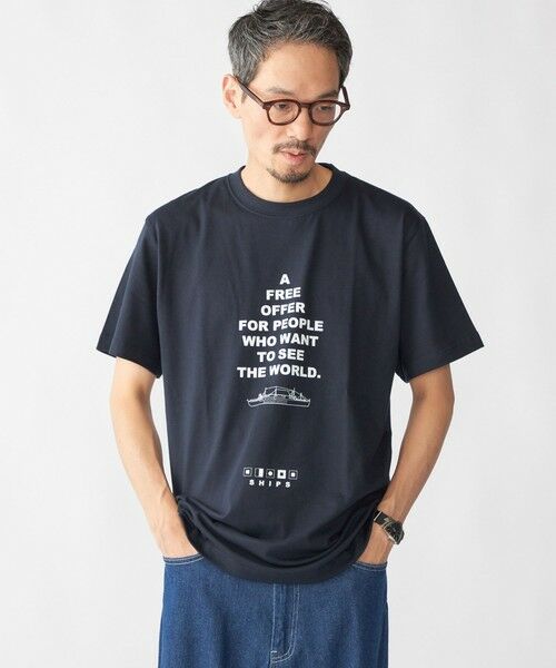 SHIPS / シップス Tシャツ | 【WEB限定】SHIPS: SHIPS Co. デザイン プリント Tシャツ(ネイビー)