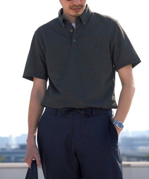 SHIPS / シップス シャツ・ブラウス | 【WEB限定】SHIPS: 吸水速乾・UVケア Drymix(R)ワンポイントロゴ ボタンダウン ポロシャツ(ダークグレー)