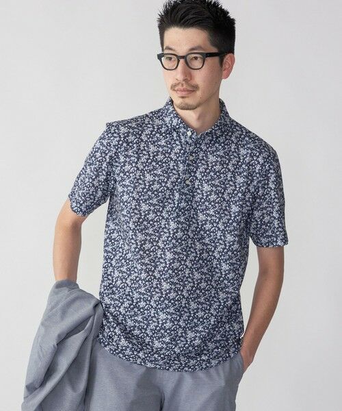 SHIPS / シップス Tシャツ | SHIPS: フラワープリント ショートスリーブ ポロシャツ(ネイビー)