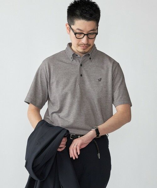 SHIPS / シップス Tシャツ | 【WEB限定】SHIPS:〈吸水速乾〉ドライピケ ワンポイント ロゴ ボタンダウン ポロシャツ(ダークグレー)