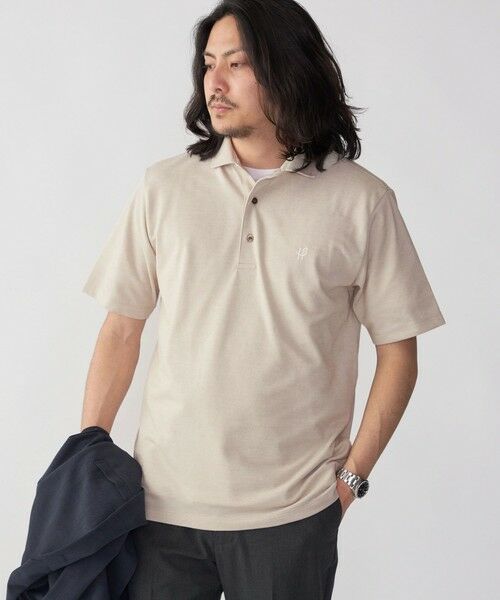SHIPS / シップス Tシャツ | 【WEB限定】SHIPS:〈吸水速乾〉ドライピケ ワンポイント ロゴ ワイドカラー ポロシャツ(ベージュ)
