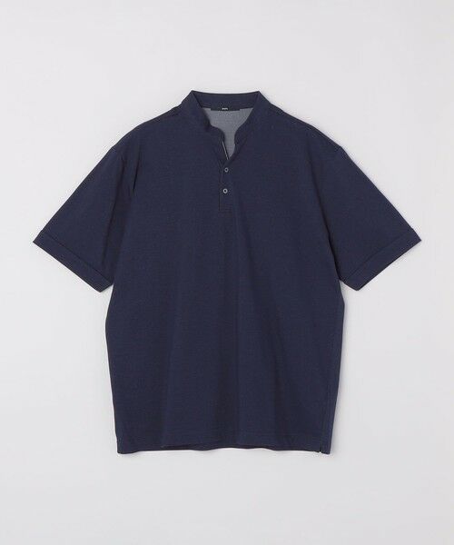 SHIPS / シップス Tシャツ | 【新色追加】【WEB限定】SHIPS:〈接触冷感〉アイスタッチ プレーティングジャージー パイピング バンドカラーポロシャツ（ダークブルー）
