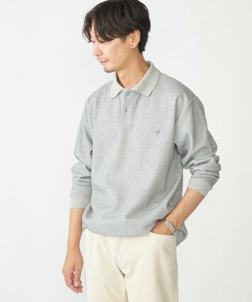 SHIPS / シップス Tシャツ | 【WEB限定】SHIPS:〈抗菌・防臭〉ワンポイント ロゴ バーズアイ ロングスリーブ ポロシャツ(ライトグレー)