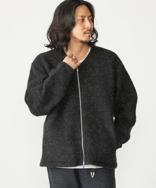 SHIPS / シップス カーディガン・ボレロ | SHIPS: ブラッシュド ウール Vネック ジップ カーディガン(ダークグレー)