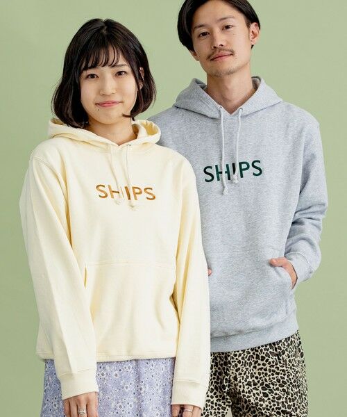 SHIPS / シップス パーカー | SU:【一部WEB限定カラー】SHIPS ロゴ ビッグシルエット エンブロイダリー パーカー(トレーナー)(ナチュラル)
