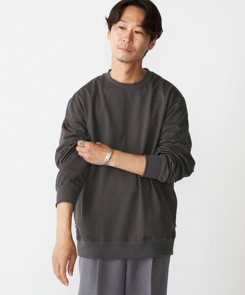 SHIPS / シップス ベスト | SHIPS:〈洗濯機可能・吸水速乾・UVカット〉AEROKNOT(R) クルーネック インレイ プルオーバー(ダークグレー)