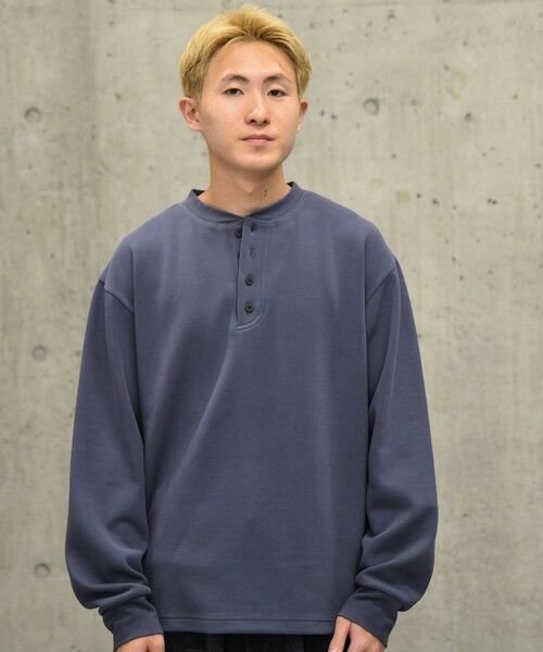 SHIPS / シップス スウェット | City Ambient Products: ダブルフェイス カノコ ヘンリーネック カットソー(コバルトブルー)