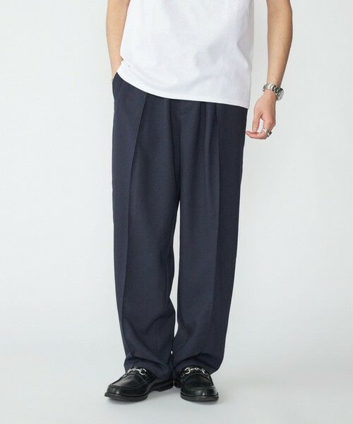 SHIPS / シップス その他パンツ | SHIPS: リネン ライク ワイド ピンタック スラックス(ネイビー)
