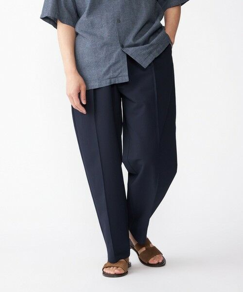 SHIPS / シップス その他パンツ | SHIPS: COOLMAX(R) シアサッカー ピンタック ワイド パンツ(ネイビー)