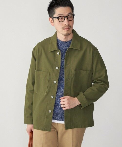 SHIPS / シップス ミリタリージャケット・コート | SHIPS: ハイツイストヤーン コットン ミリタリー シャツ アウター(オリーブ)