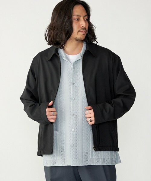 SHIPS / シップス ブルゾン | SHIPS: 〈手洗い可能・ストレッチ・防シワ〉シャツ ジップ ブルゾン(ブラック)