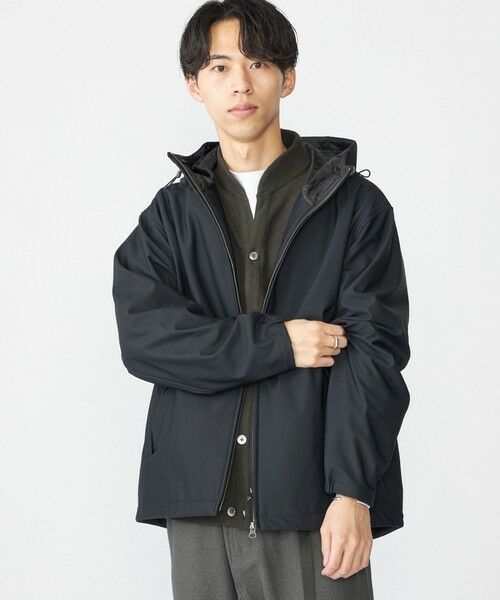 SHIPS / シップス ブルゾン | SHIPS:〈洗濯機可能〉ポンチ 裏フリース ストレッチ マウンテン パーカー(ブラック)