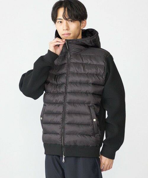 SHIPS / シップス ブルゾン | SHIPS: ニット ドッキング パデッド ブルゾン(ブラック)