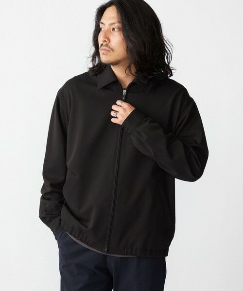 SHIPS / シップス ブルゾン | SHIPS:〈手洗い可能〉TR サージ シャツ ジップ ブルゾン(ブラック)