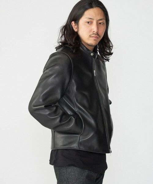 SHIPS / シップス レザーブルゾン・ジャケット | SHIPS: ラムレザー シングル ライダース ジャケット | 詳細10