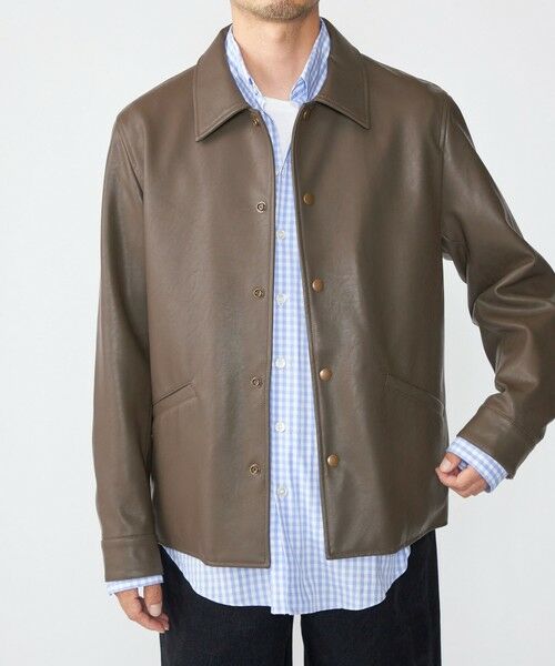 SHIPS / シップス その他アウター | SHIPS: 合成皮革 コーチ ブルゾン(ブラウン)