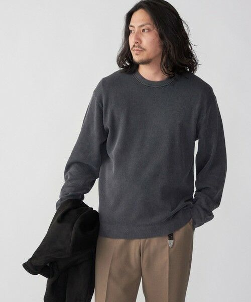 SHIPS / シップス ニット・セーター | SHIPS: 14ゲージ 畦編み サンフェード コットン クルーネック ニット(ブラック)