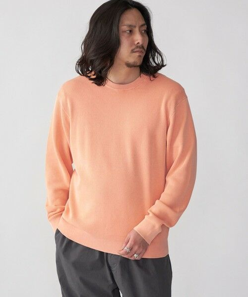 SHIPS / シップス ニット・セーター | SHIPS: 14ゲージ 畦編み サンフェード コットン クルーネック ニット(オレンジ)