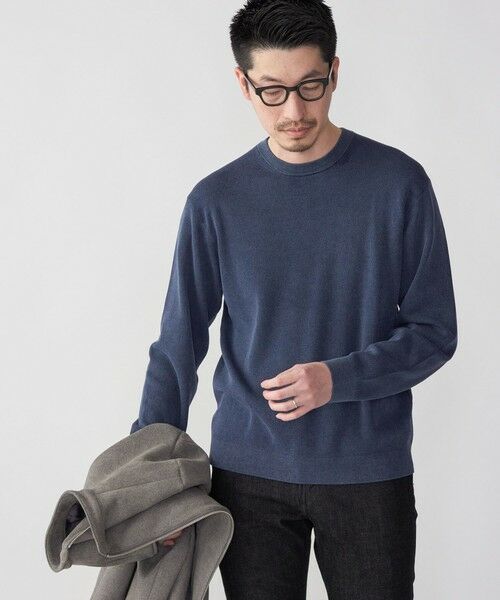 SHIPS / シップス ニット・セーター | SHIPS: 14ゲージ 畦編み サンフェード コットン クルーネック ニット(ネイビー)