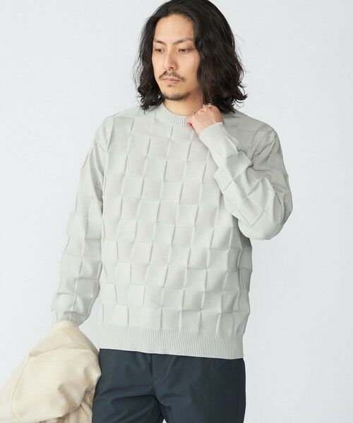 SHIPS / シップス ニット・セーター | SHIPS: 〈手洗い可能〉Amossa(R) シャンティ ブロック リンクス編み 長袖 ニット(ライトグレー)