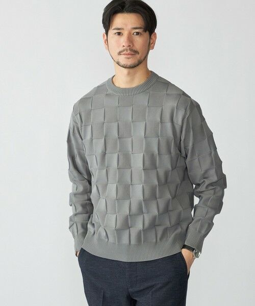 SHIPS / シップス ニット・セーター | SHIPS: 〈手洗い可能〉Amossa(R) シャンティ ブロック リンクス編み 長袖 ニット(グレー)