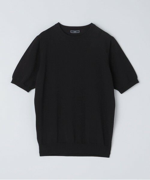 SHIPS / シップス ニット・セーター | SHIPS: ICE COTTON クルーネック ショートスリーブ ニットTシャツ(ブラック)