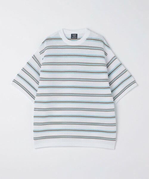 SHIPS / シップス ニット・セーター | SHIPS:〈手洗い可能〉Amossa(R) メッシュ ボーダー ニット Tシャツ(ホワイト)