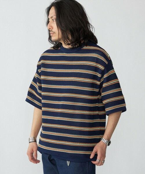 SHIPS / シップス ニット・セーター | SHIPS:〈手洗い可能〉Amossa(R) メッシュ ボーダー ニット Tシャツ | 詳細20