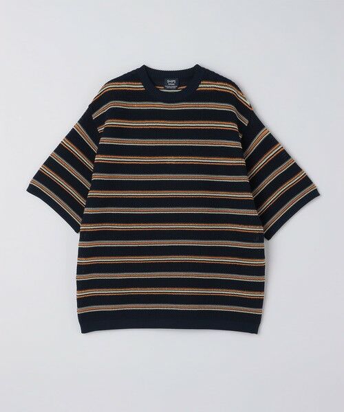 SHIPS / シップス ニット・セーター | SHIPS:〈手洗い可能〉Amossa(R) メッシュ ボーダー ニット Tシャツ(ネイビー)