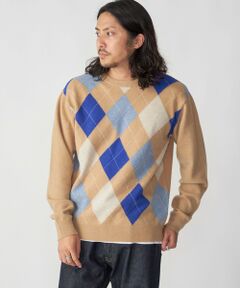 SHIPS / シップス ニット・セーター | SHIPS: 12G イタリー ヤーン アーガイル クルーネック ニット プルオーバー